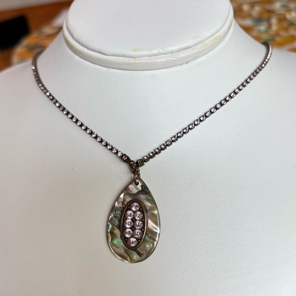 Elegant Silver and Abalone Pendant Necklace